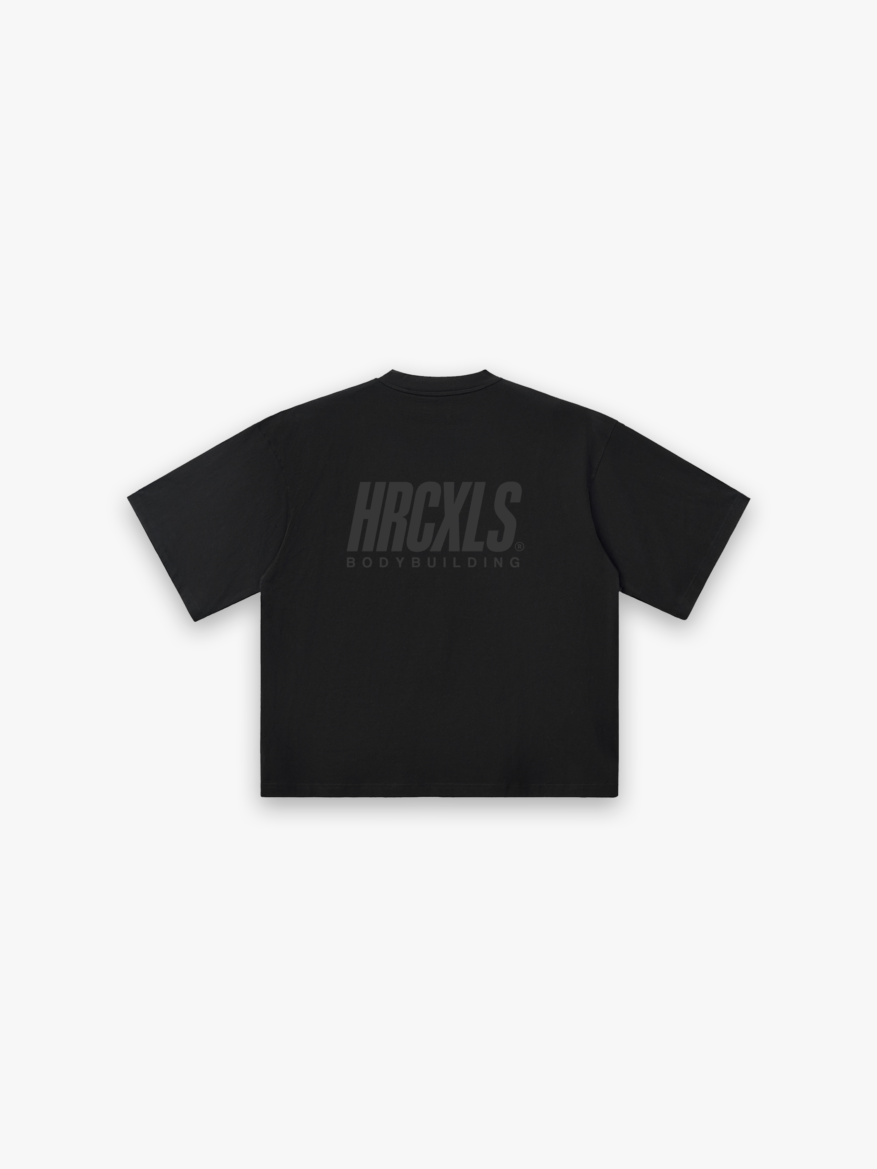HERCXLES 2026: Bodybuilding Giant T-Shirt - Tonal Black back flat lay